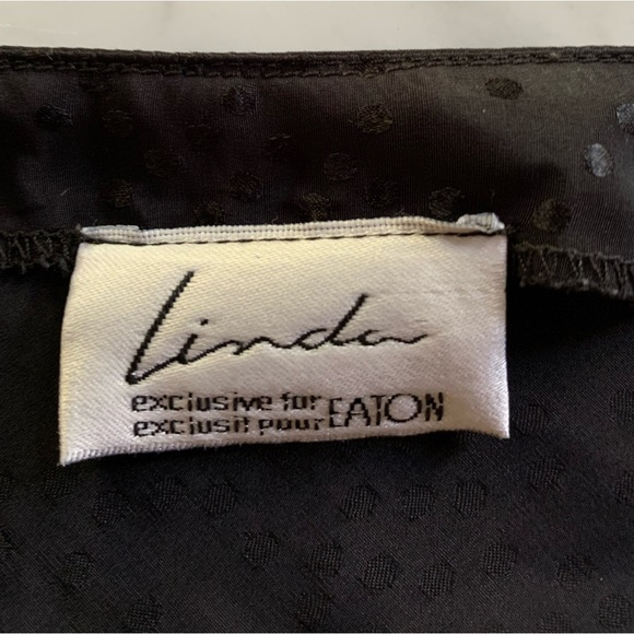 Vintage Eatons slip | neglige  v neck, black tonal dot size M - Picture 4 of 6